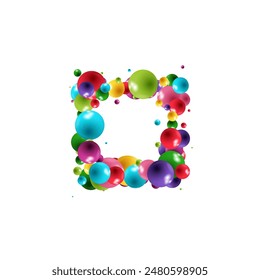 Photo frame made of colored balls. Decorative element.