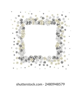 Photo frame made of silver and gray balls. Decorative element.