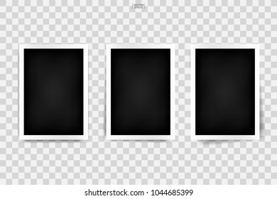 Photo frame mockup background with white border on a transparent background. Vector illustration.