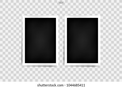 Photo frame mockup background with white border on a transparent background. Vector illustration.