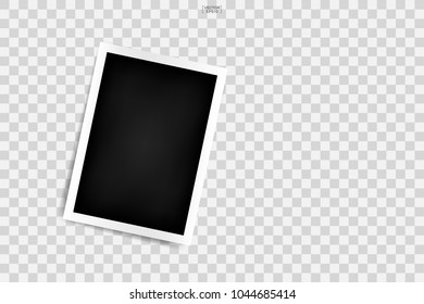 Photo frame mockup background with white border on a transparent background. Vector illustration.