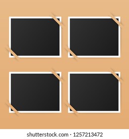 Photo frame mockup design. Realistic photograph with blank space for your image.  Vector stock illustration.