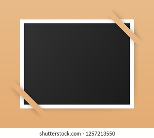 Photo frame mockup design. Realistic photograph with blank space for your image.  Vector stock illustration.