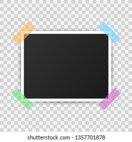 Photo frame mockup design. Realistic photograph with blank space for your image.  Vector stock illustration.