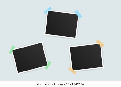 Photo frame mockup design. Realistic photograph with blank space for your image.   Vector stock illustration.