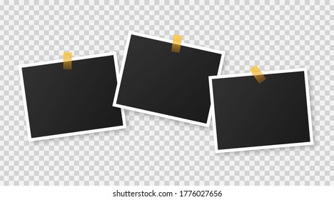 Photo frame mockup design. Realistic photograph with blank space for your image. Vector stock illustration.