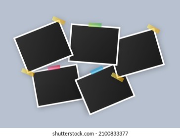 Photo frame mockup design. Realistic photograph with blank space for your image. Vector stock illustration.