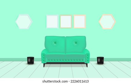 Photo frame mockup on the wall