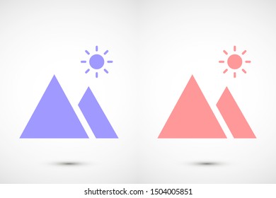 Photo frame the mountain icon vector. photo frame icon. frame for landscape icon. photo frame for forest icon. 10 eps flat design
