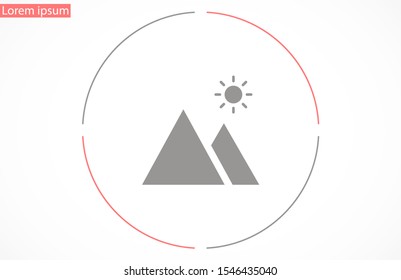 Photo frame the mountain icon vector. photo frame icon. 