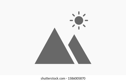 Photo frame the mountain icon vector. photo frame icon. frame for landscape icon. photo frame for forest icon. 10 eps flat design 