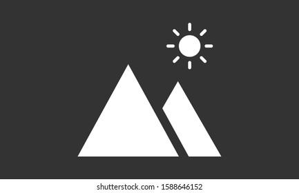 Photo frame the mountain icon vector. photo frame icon. frame for landscape icon. photo frame for forest icon. 10 eps flat design