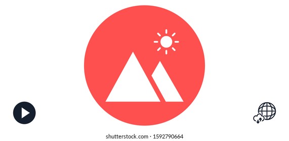 Photo frame the mountain icon vector. photo frame icon. frame for landscape icon. 