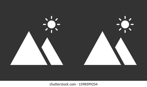 Photo frame the mountain icon vector. photo frame icon. frame for landscape icon. photo frame for forest icon. 10 eps flat design
