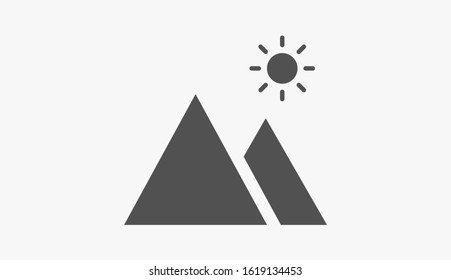 Photo frame the mountain icon vector. photo frame icon. frame for landscape icon. photo frame for forest icon. 10 eps flat design