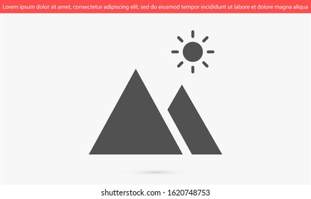 Photo frame the mountain icon vector. photo frame icon. frame for landscape icon. photo frame for forest icon. 10 eps flat design