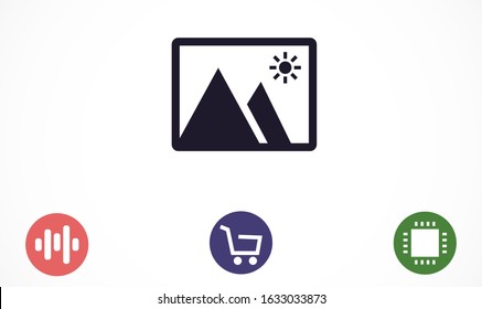 Photo frame the mountain icon vector. photo frame icon. frame for landscape icon. 