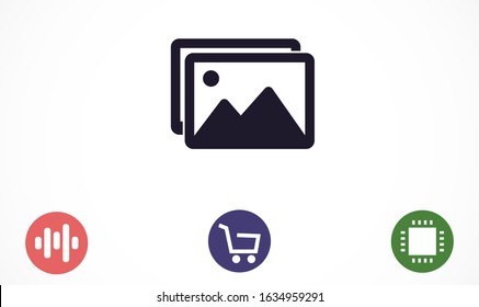 Photo frame the mountain icon vector. Photo  icon. frame for landscape icon. Photo frame for forest icon. eps 