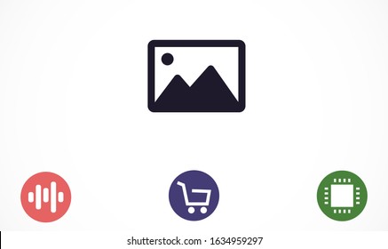 Photo frame the mountain icon vector. Photo  icon. frame for landscape icon. Photo frame for forest icon. eps 