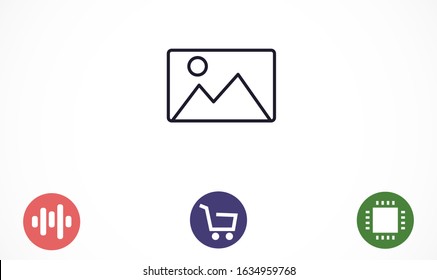Photo frame the mountain icon vector. Photo  icon. frame for landscape icon. Photo frame for forest icon. eps 