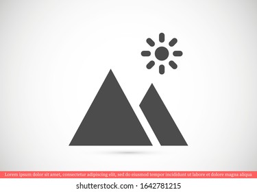 Photo frame the mountain icon vector. photo frame icon. frame for landscape icon. photo frame for forest icon. 10 eps flat design