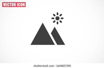 Photo frame the mountain icon vector. photo frame icon. frame for landscape icon. photo frame for forest icon. 10 eps flat design