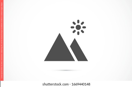 Photo frame the mountain icon vector. photo frame icon. frame for landscape icon. photo frame for forest icon. 10 eps flat design 