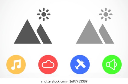 Photo frame the mountain icon vector. photo frame icon. frame for landscape icon. photo frame for forest icon. 10 eps flat design 
