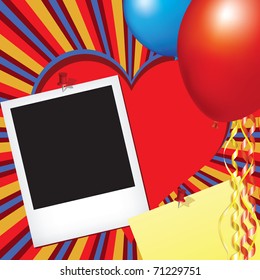 	Photo frame and note pad with party decorations
