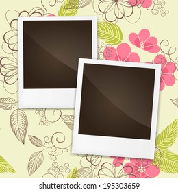 Photo frame on a colorful background The composition with the photos  on a colorful background 