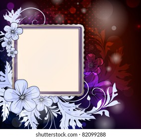 Photo frame on a floral background