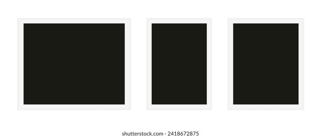 Photo frame on gray background. Template, blank for photo. Vector illustration