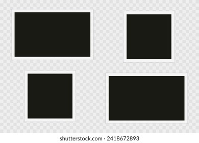 Photo frame on gray background. Template, blank for photo. Vector illustration