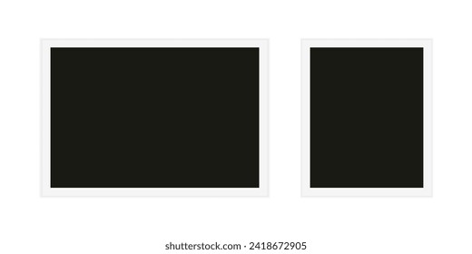 Photo frame on gray background. Template, blank for photo. Vector illustration