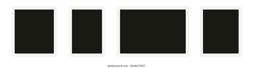 Photo frame on gray background. Template, blank for photo. Vector illustration