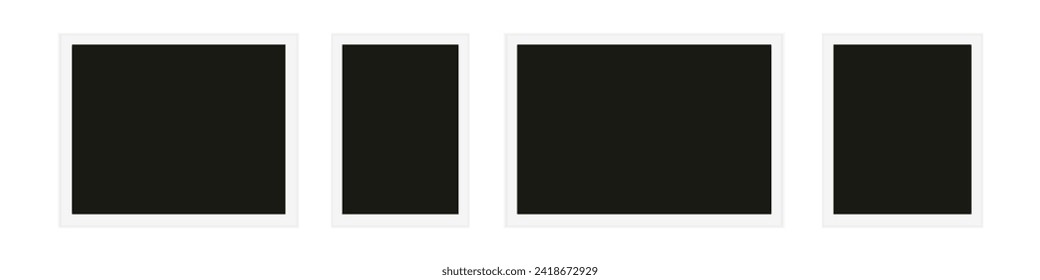 Photo frame on gray background. Template, blank for photo. Vector illustration