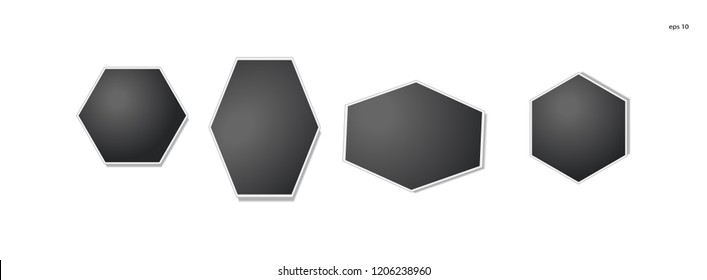 Photo frame on isolated background. For your photography and picture. Vector illustration, hexagon