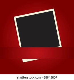 Photo Frame On The Red Paper Background