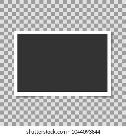 Photo frame on transparent background. Vector template, blank for your photo or image