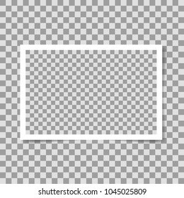 Photo frame on transparent background. Vector template, blank for your photo or image
