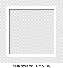 Photo frame on transparent background. White photo frame icon. Vector illustration. 10 eps