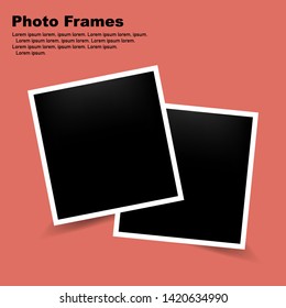 Photo frame on a trendy color. Frame with shadow. Vector illustration
