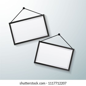 Photo frame on white wall. Vector illustration EPS10