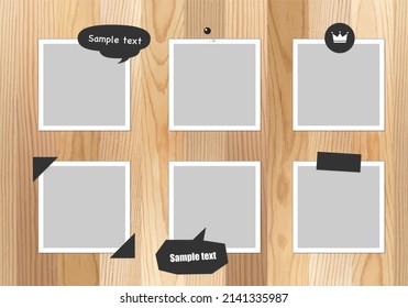 Photo frame on wood board