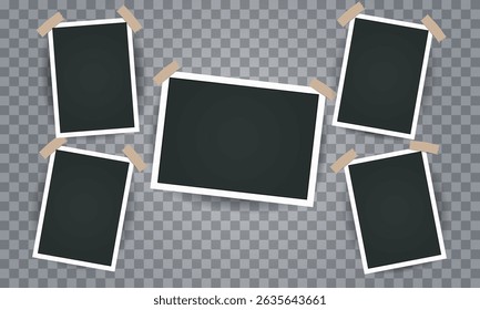 Photo frame with a paper clip and colored sticky tape, collage templates, birthday collage, collage art.
