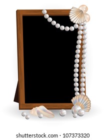 Photo frame with pearls, vector illustration