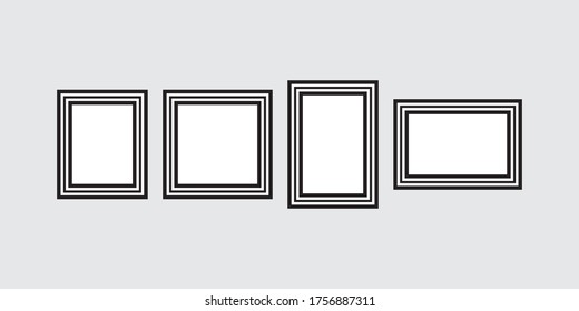 Photo frame. Picture frames set with shadow on transparent background