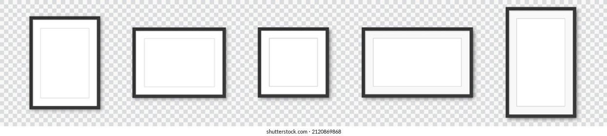 Photo frame. Picture frames set with shadow on transparent background eps 10