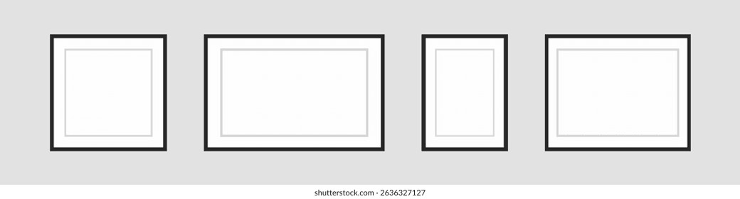Photo frame. Picture frames set with shadow on isolated background