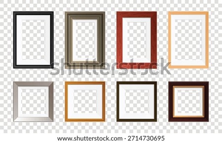 Photo frame. Picture frame mockup isolated on white background. Blank square border design. Vector illustration.